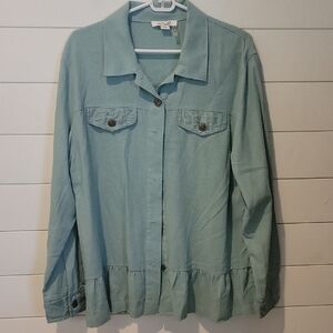 SIMPLY NOELLE LACE OVERLAY TOP  L/XL  SEA GREEN